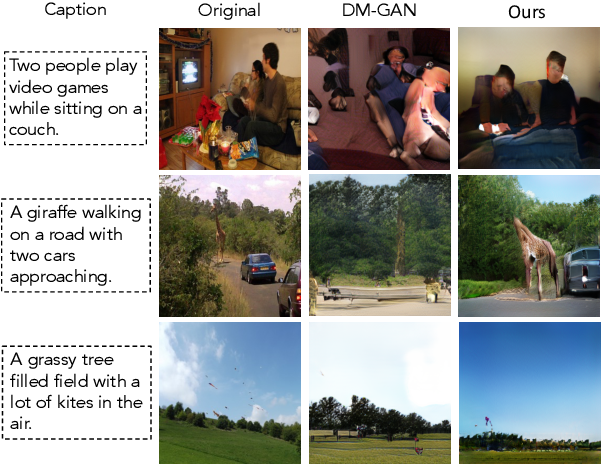 A small grid of images with captions for images comparing different models' output